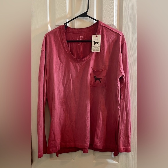 NWT The Black Dog Boyfriend Tee long sleeve, front pocket, relaxed fit cotton - Picture 2 of 12